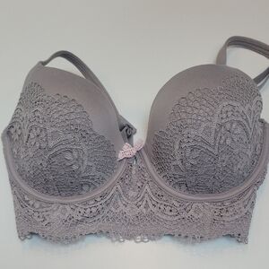 Victoria's Secret Gray Lace Longline Bra
